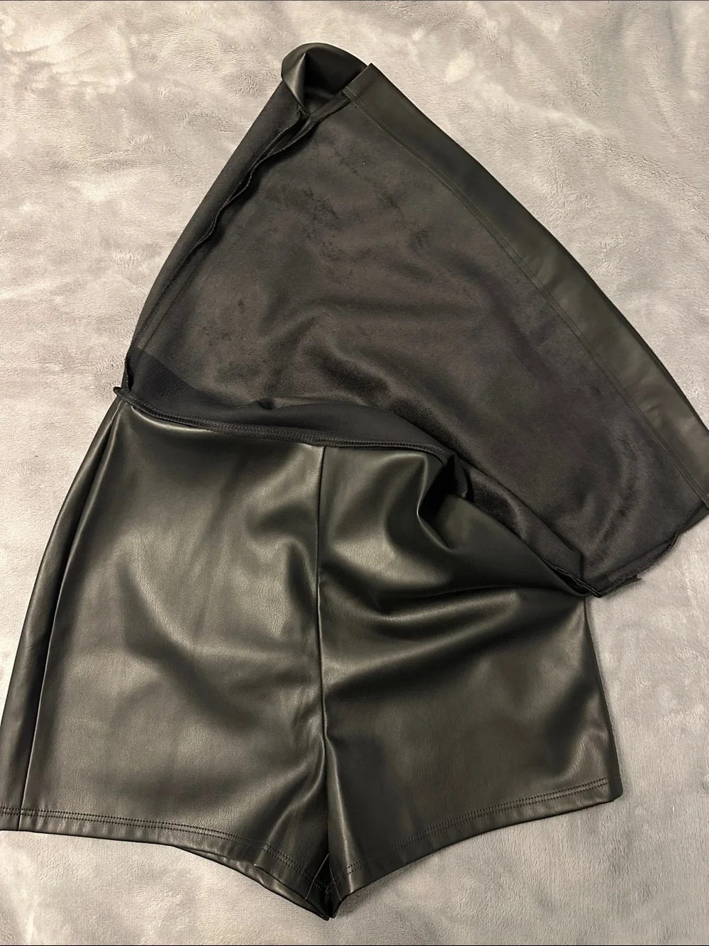 Express Black Faux Leather Mini Skort - Picture 3 of 9